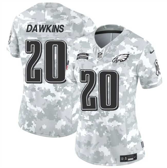 Women%27s Philadelphia Eagles #20 Brian Dawkins 2024 F.U.S.E Arctic Camo Salute To Service Limited Stitched Jersey Dzhi